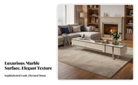 Stone Pattern Top TV Stand and Table Combination Modern design Nesting Coffee Table and TV Stand Rounded Corners Living Room Set Hidden Storage for Design lovers, Homeowners, Apartment Dwellers, Lounge, Bedroom