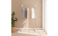 Adjustable Height Clothes Drying Rack with Wheels Freestanding Rolling Clothes Rack Portable Furniture Compact for Apartment