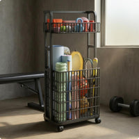 Rolling Storage Carrier Flip-Style Mobile Storage Carrier Caster Wheels for Gym