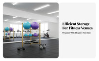 Space-Saving Design Fitness Ball Rack Non-Slip Adjustable Feet Half Balance Ball Rack Sturdy Metal Construction Large Capacity
