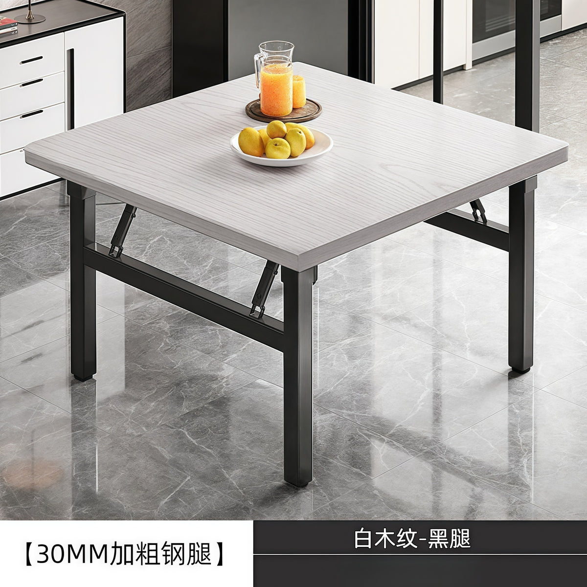 60x60x53 / Wht Oak Blk Frame