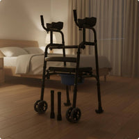 Upright Folding Walking Assistant Strolling Support Height Adjustable Standing Gait Support with Armrests Two-Mode Mode