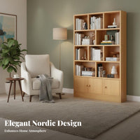 Wooden Bookcase with Cabinets Dust-Resistant Design Floor Standing Bookshelf Multifunctional Standing Bookshelf for Book Lovers, Students, Living Room