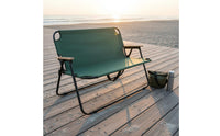 Foldable Design Double Folding Chair Comfortable Seating 2 Person Folding Camp Chair Anti-Slip Feet Folding Beach Loveseat Rust Resistant Frame for Backyard