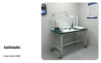 Locking Wheels Anti-Static Workbench Heavy Duty Mobile Work Table Strong Load-Bearing Capacity Rolling Workspace Trolley Long-Lasting Steel Frame for Factory Workers, Technicians, Mechanics, Workspace Oratory, Cleanroom, Warehouse, Repair Shop
