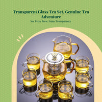 Glass Teapot Set, Borosilicate, Tea Infuser, Teacups, Gift