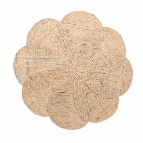 Round Flower Placemat Ramie Fiber Flower Placemat Natural Beige