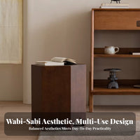 Hexagonal Wood Chunk Natural Minimalist Design Design Accentuate Table Geometric Shape Artisanal Look for Interior Designers