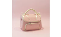 Waterproof Bowknot Cosmetic Case Portable Travel Makeup Bag with Handle Easy to Clean Handled Makeup Organizer Lightweight for Travelers, Girls, On-the-Go