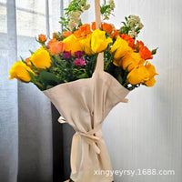 European Style Romantic Flower Bouquet Bag with Adjustable Straps