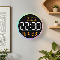 Led-Digitaluhr mit Luftfeuchtigkeitsmesser beleuchtet Wanduhr mit Datum hell