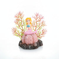Mermaid Figurine with Artificial Plant Resin Mermaid Ornament Carved Artificial Seaweed for Desktop