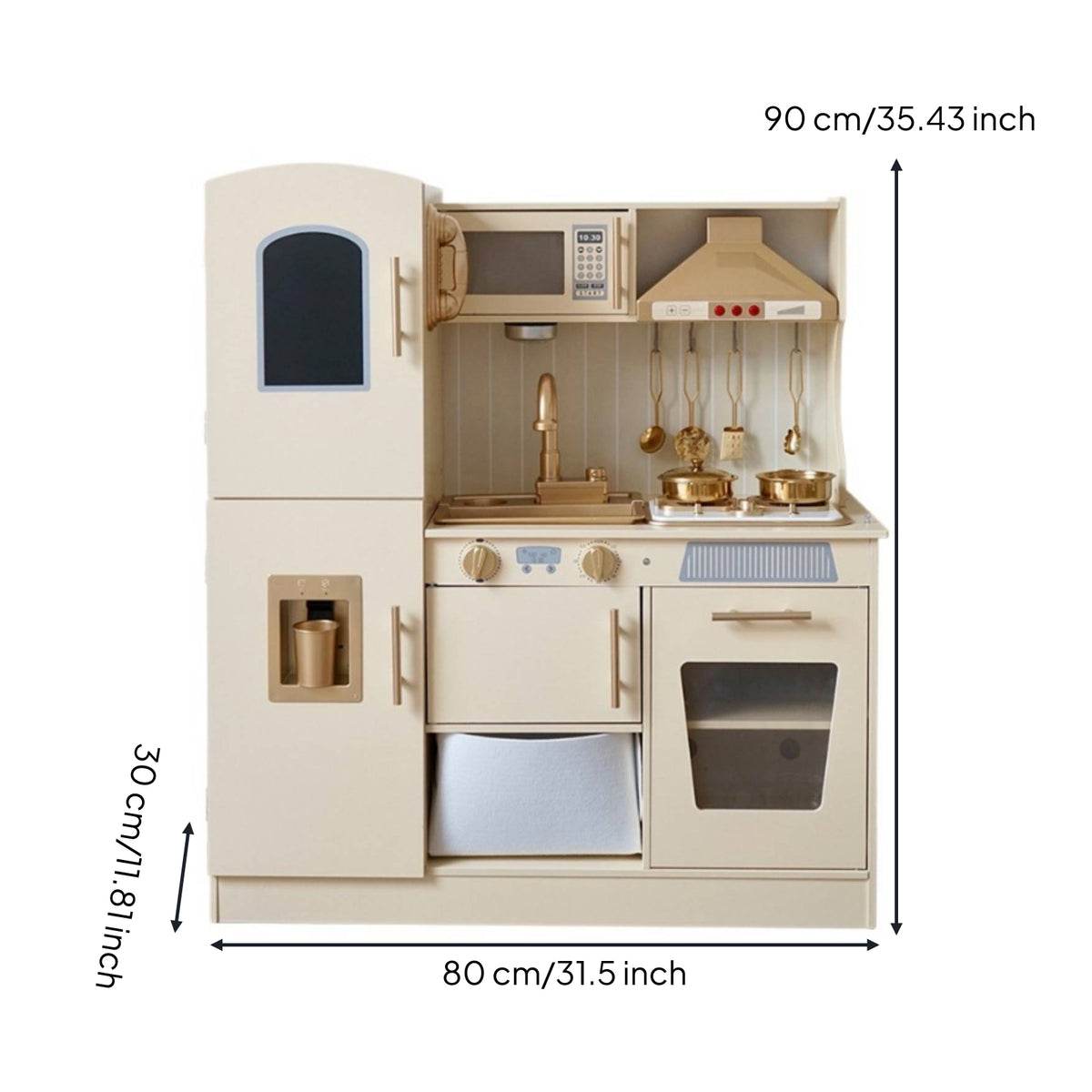 Wooden Play Kitchen Lighted Toy Kitchen with Refrigerator Interactive Cocina Infantil Juguete for Playroom
