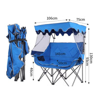 Double Seat Canopy Chair Backrest Portable Folding Loveseat Protection Outdoor Seating for Campers