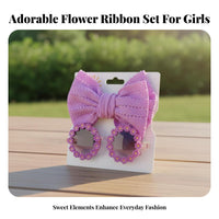 Sun Protection Sunglasses and Headband Set Cute Design Flower Sunglasses and Headband Great Gift for Babies, Beach, Daily Wear, Holidays