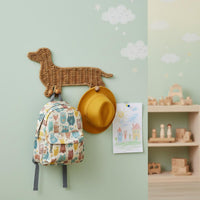 Woven Dachshund Hook Rack Decorative Home Organizer Space-Saving for Entryway