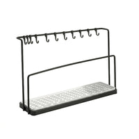 Countertop Kitchen Draining Rack Open-Frame Kitchen Organizer with Hooks