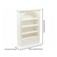 Arched Dollhouse Bookcase with Drawers Miniature Bookshelf European Design