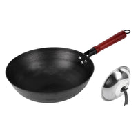 Uncoated Cast Iron Wok Handmade Cast Iron Wok Nonstick Kitchen Cookware for Open