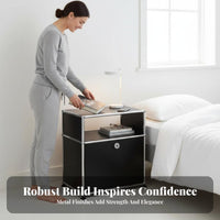 2-Drawer Metal Cabinet rustic aesthetic Nightstand Vintage Inspired for Bedroom