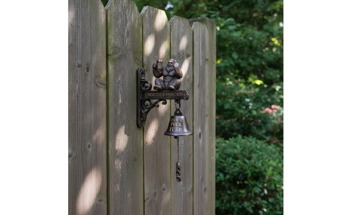 Mythical Being Wall Bell Rustic Decorative Bell with Bracket Novelty Decor for Cabin, Porch, Game Room