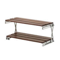 Desktop Storage Rack with Wood Shelf No-Installation Folding Shelf Low-Profile