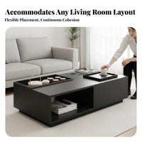 Nordic design Rectangular Coffee Table with Drawer Modern Minimalist Design Storage Coffee Table Wood Grain Finish Living Room Furniture Rounded Corners for Apartment Dwellers, Homeowners, Families, Lounge Area, Home