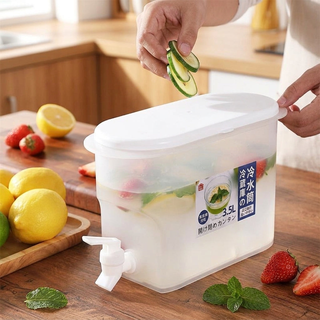 Water Dispenser and Compact Water Jug, Rectangular Water Container, Small Drink Dispenser for Iced Tea and Cold Brew in Refrigerator Storage
