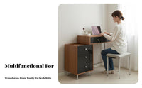 Expandableable Vanity with Mobile Cabinet Space-Saving Dressing Table Large Storage Capacity Rounded Corner Edges