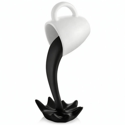 Cup with Pouring Stream Floating Desktop Ornament Glossy for Desk, Coffee Lovers