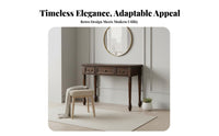 Dressing Desk with Round Mirror and Stool Vintage design Makeup Table space-saving Design Multiple Storage Drawers for Teenagers