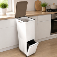 Trash Can 45L 39L Trash Can with Lid 2-stage Sorting Caster-equipped Kitchen Use 39L Dustbox