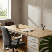 Writing Table with Side Cabinet Modern Design Computer Desk Space-Saving Easy Assembly for Bedroom