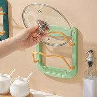 Pot Lid Holder and Lid Rack, European Style Rack for Pan Lid Holder, Wall Mounted No Drill Storage for Cutting Boards and Kitchen Tools