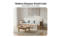 full wood Wood Construction Three-Seater Chinese design Sofa Sturdy Frame Living Room Furniture Comfortable Padded pad Wooden Bench Minimalist Design for Homeowners, Families, Apartment, Reception Area, Study, Bedroom