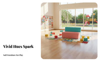 Child-Safe Design Upholstered Low Sofa Anti-Collision Waiting Area Bench Easy to Clean children's Furniture for Parents, young children, School Administrators, Kindergarten, Early Education center, Lobby, Playroom