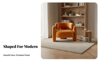 Light Luxury Design Curved Backrest Single Sofa Trendy Design Upholstered Single Sofa Deep Seat Curved Armchair Sturdy Construction for Interior Designers, Business Owners, Reception Area, Beauty Salon, Balcony, Living Room