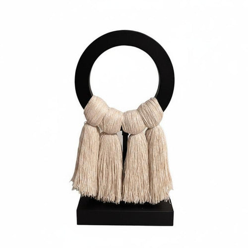 Cotton Rope Art Decor Artistic Imperfection Design Black Hoop Tassel