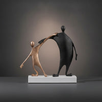 Abstract Human Figure Sculpture Minimalist Ornament with Marble Base Matte