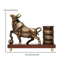 bull Statue with Pen Holder Multifunctional bull Pen Holder Ornament for Students, Study