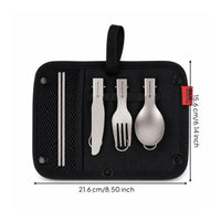 Lightweight Titanium Cutlery Set Compact Camping Cutlery Kit Sturdy Portable Flatware with Pouch Ultralightweight for Campers, Backpackers, Travelers, Hiking, Picnic