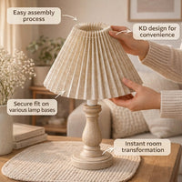 Home Decoration Table Lamp Shade for Living Room Decor, Removable Linen Material Lampshade for Floor and Large 24cm Pleated Design