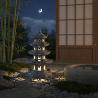 Structure Lantern with Solar Light Stone-Look Pagoda Lantern with Solar Light