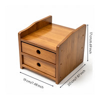 Eco-Friendly Bamboo Storage Box with Drawers Compact Bamboo Desktop Organizer Space-Saving Desk Organizer with Drawers Layered for Professionals, Students, Home Office