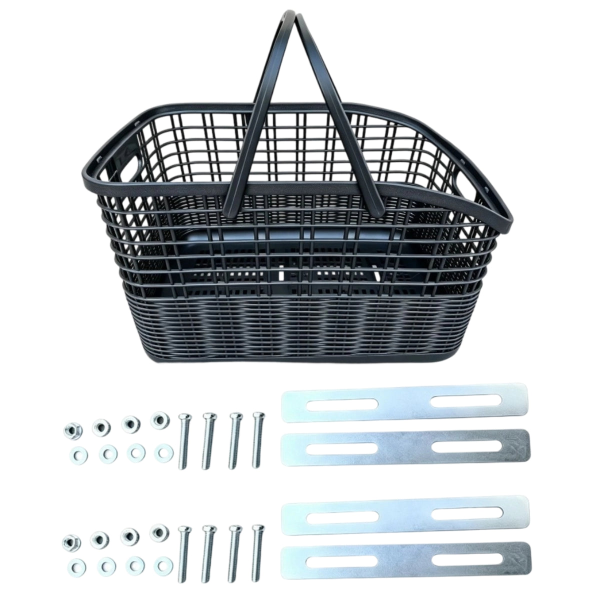 Open-Top Plastic Bike Basket Rectangular Mesh Bike Basket Long-Lasting Lightweight for Grocery Shopping