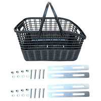 Open-Top Plastic Bike Basket Rectangular Mesh Bike Basket Long-Lasting Lightweight for Grocery Shopping
