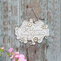 Iron Garden Sign with Welcome Message, American Country Style, for Home Decor