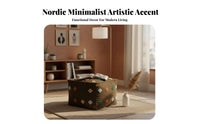 Square Boucle Ottoman Nordic Design Embroidered Cube Seat Comfortable