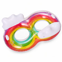 Transparent Double Pool Floater Extra Buoyant Double Swim Float Comfortable 2 Person Swim Float Long-Lasting for Couples, Adults, Beach Vacation