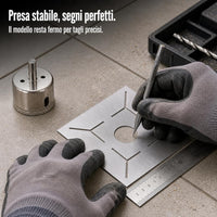 Stainless Steel Floor Drain Tile Hole Locator and Measuring Ruler for Construction